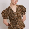shell denim top - leopard