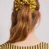 shirred garter scrunchie - yellow u0026 brown stripe