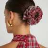 shirred garter scrunchie in check