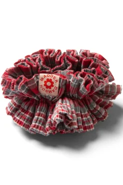 shirred garter scrunchie in check
