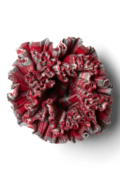 shirred garter scrunchie in check