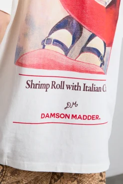 shrimp roll with chips boyfriend tee - white