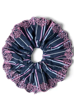stripe scrunchie with broderie edge
