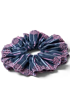 stripe scrunchie with broderie edge