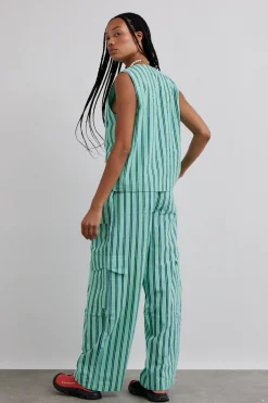 sydney coastal cargo pants - mint stripe