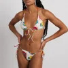 tie front triangle bikini top - fruit labels