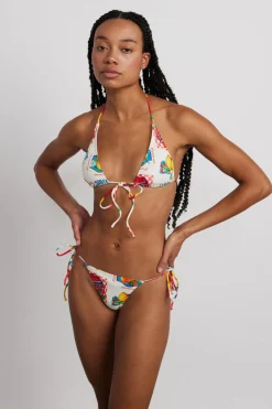 tie front triangle bikini top - fruit labels