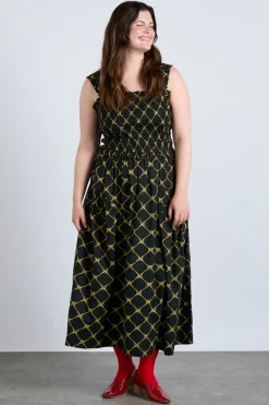 tish midi dress - black bow print