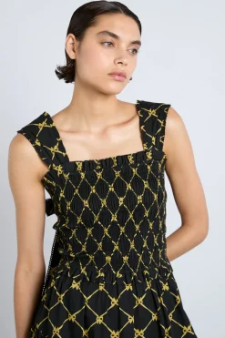 tish midi dress - black bow print