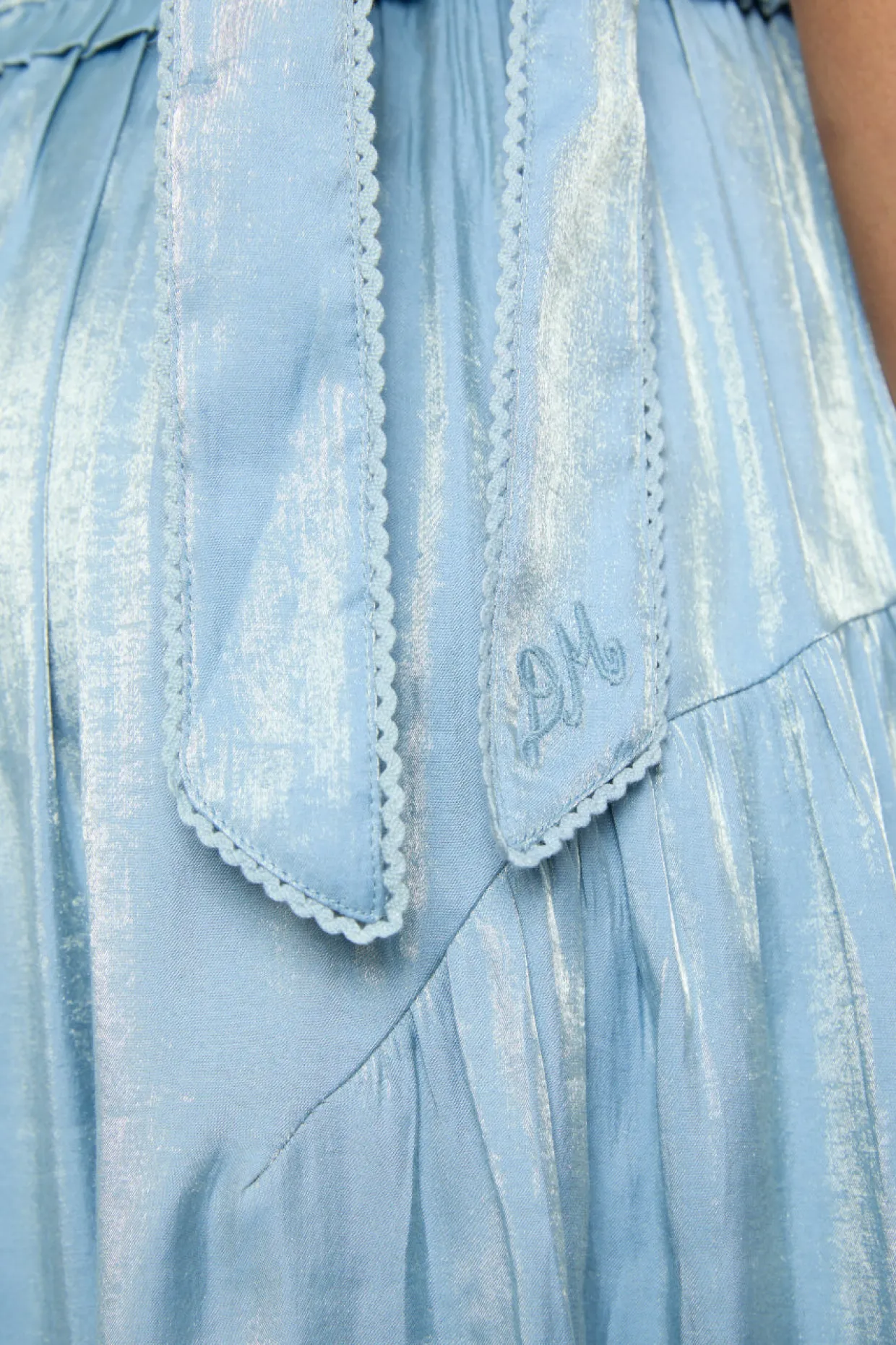 tish midi dress - blue glass satin