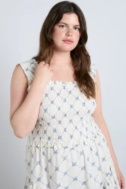 Tish midi dress - white bow print
