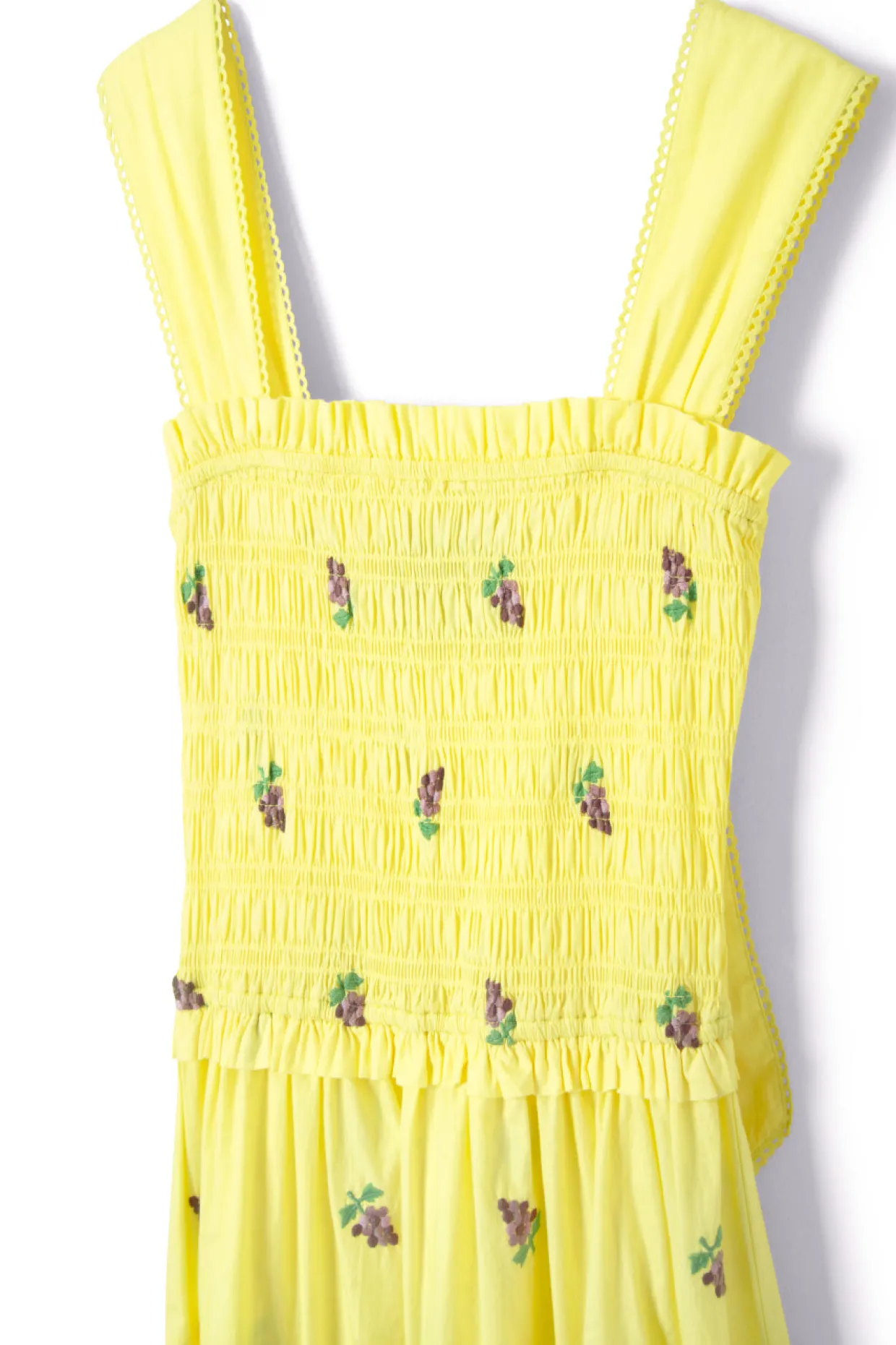 tish poplin midi dress - grape embroidery