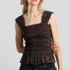 tish shirred cami - dark leopard