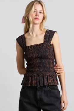 tish shirred cami - dark leopard
