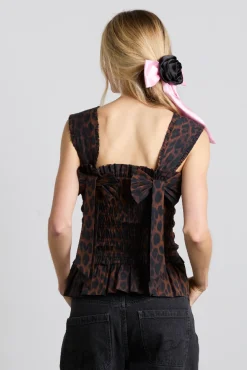 tish shirred cami - dark leopard