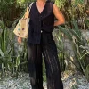 vacation pants - black broderie
