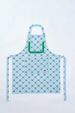 valerie apron - green u0026 blue bow