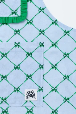 valerie apron - green u0026 blue bow
