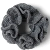 wiggle crochet scrunchie in silver metallic knit